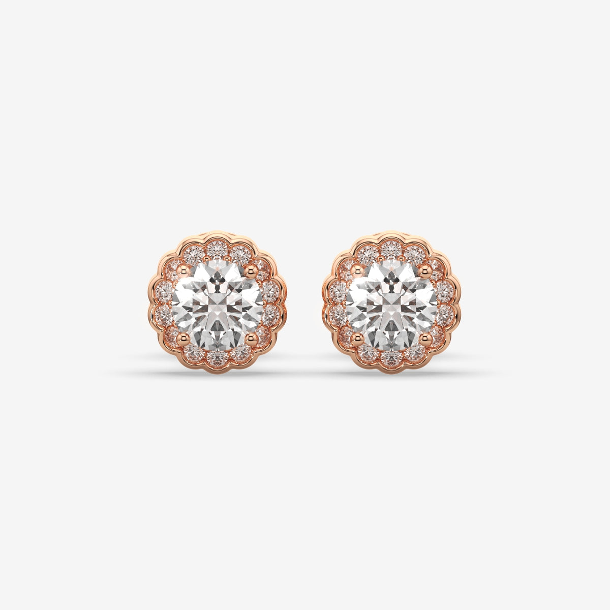 Elegant Round Flower Stud Earrings (1 PC )