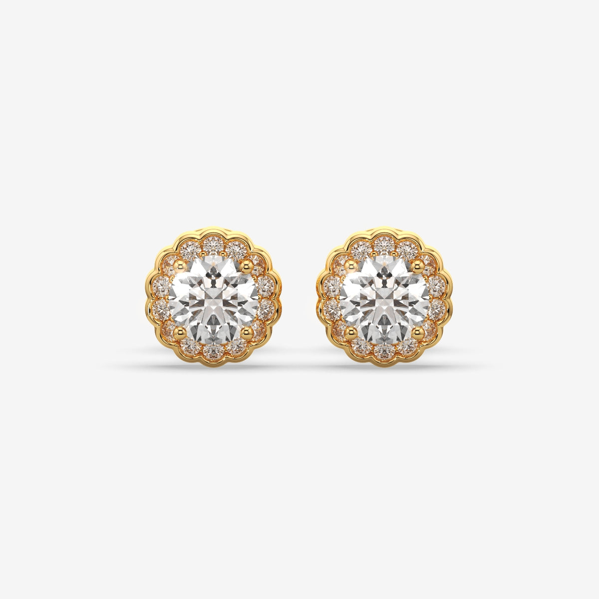 Elegant Round Flower Stud Earrings (1 PC )