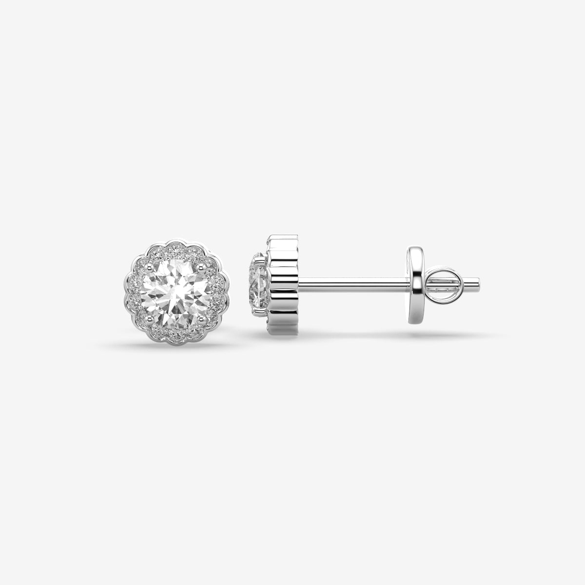 Elegant Round Flower Stud Earrings (1 PC )