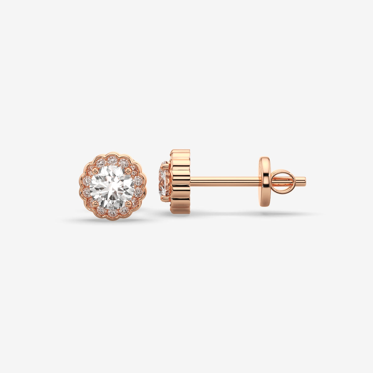 Elegant Round Flower Stud Earrings (1 PC )