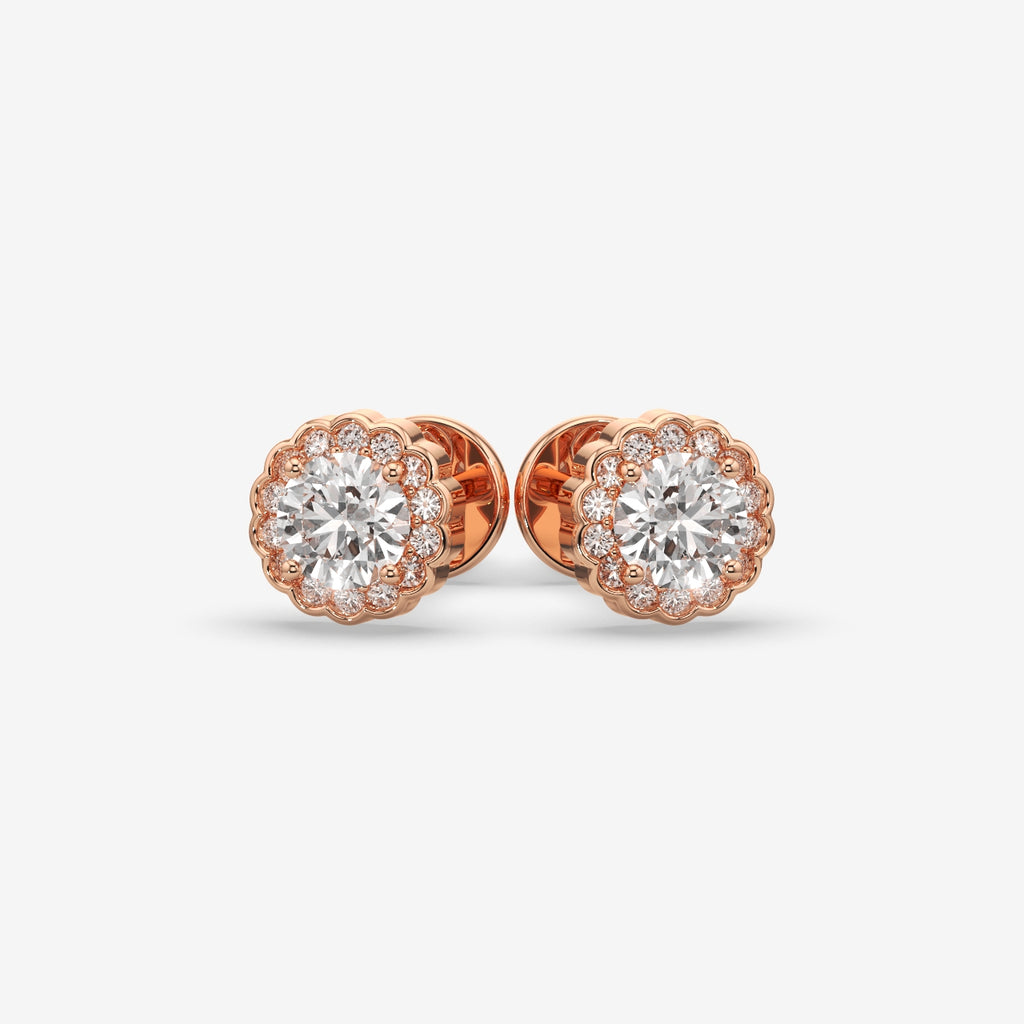 Elegant Round Flower Stud Earrings (1 PC )