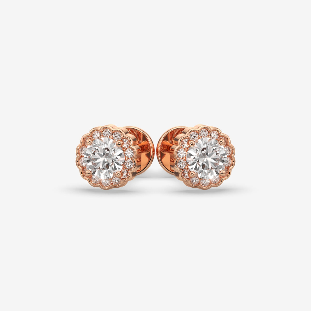 Elegant Round Flower Stud Earrings (1 PC )