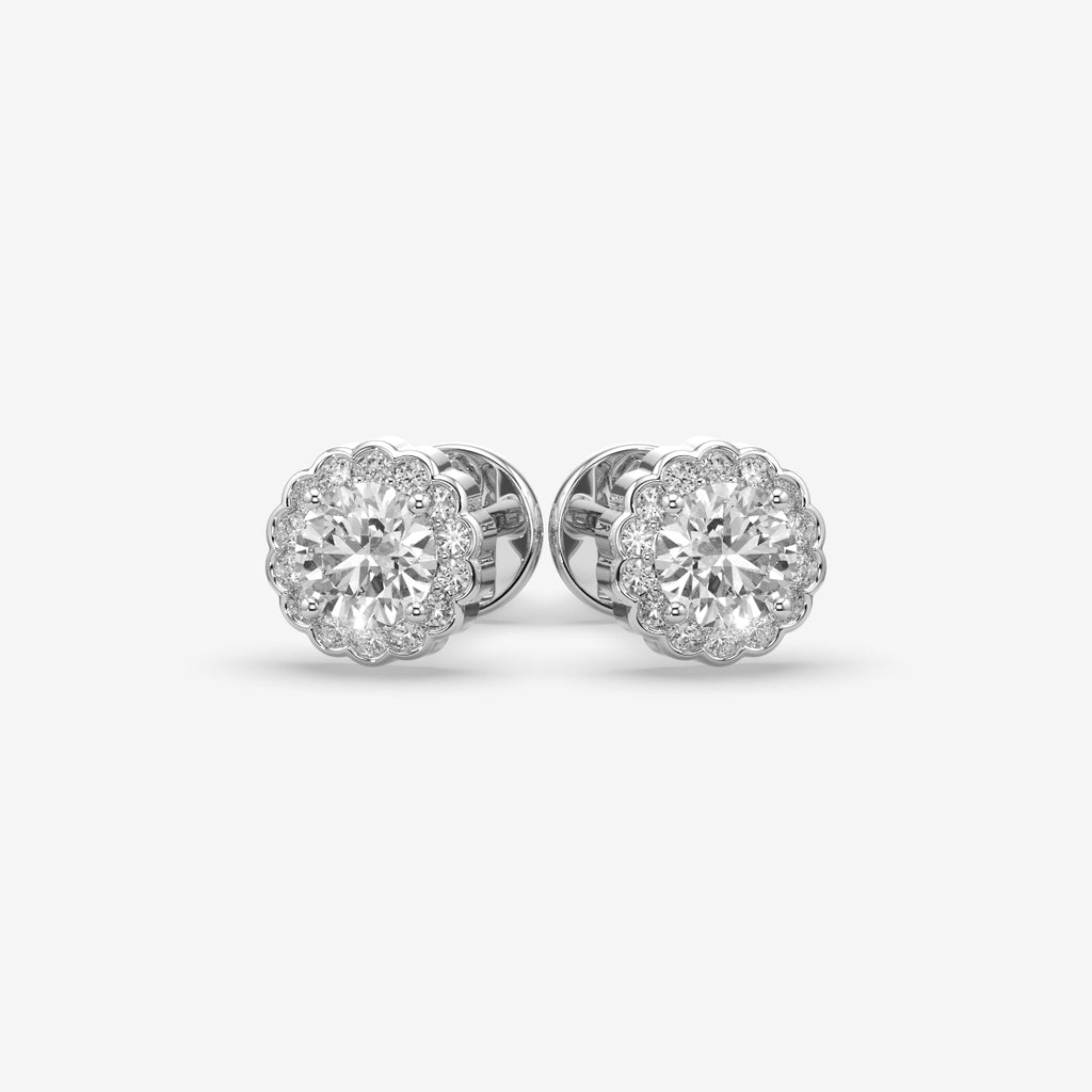 Elegant Round Flower Stud Earrings (1 PC )