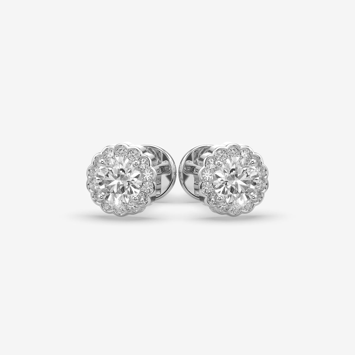 Elegant Round Flower Stud Earrings (1 PC )