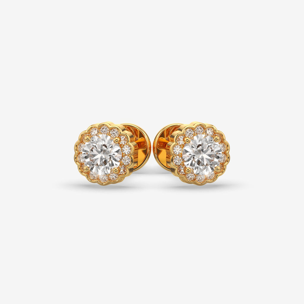 Elegant Round Flower Stud Earrings (1 PC )