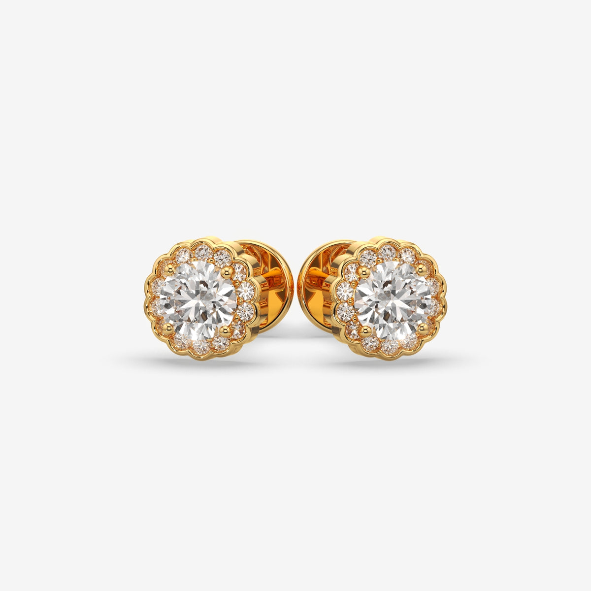 Elegant Round Flower Stud Earrings (1 PC )