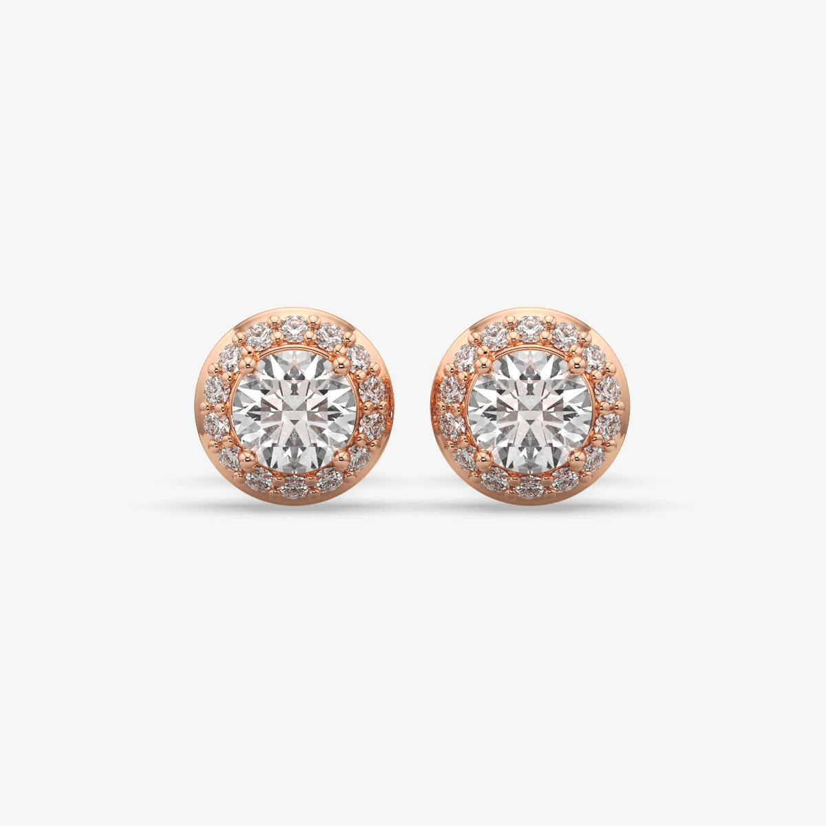 Classic Round Halo Diamond Silver Stud (1 PC)