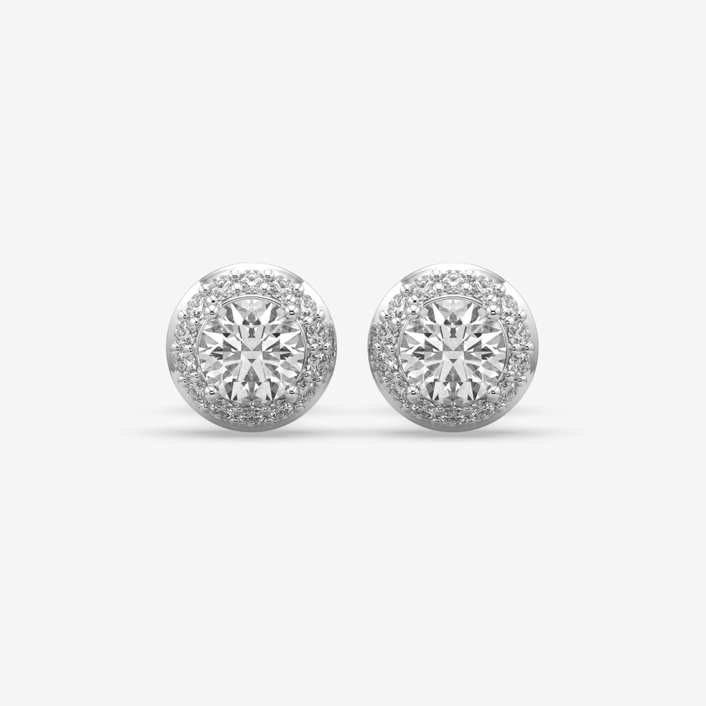 Classic Round Halo Diamond Silver Stud (1 PC)