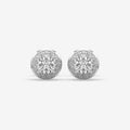 Classic Round Halo Diamond Silver Stud (1 PC)