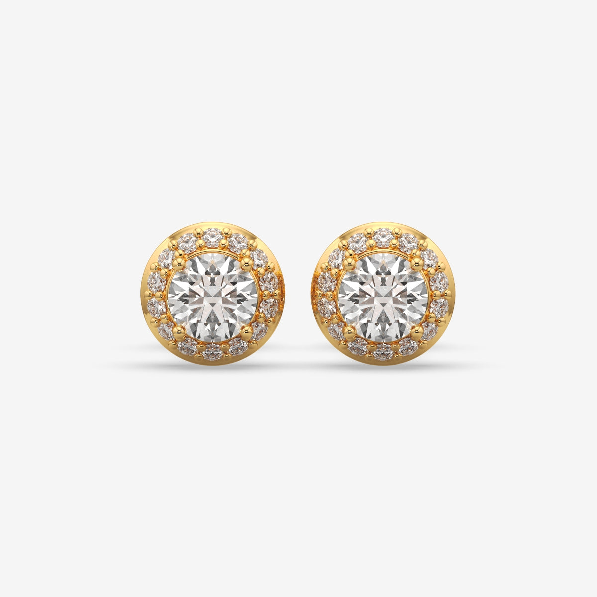 Classic Round Halo Diamond Silver Stud (1 PC)