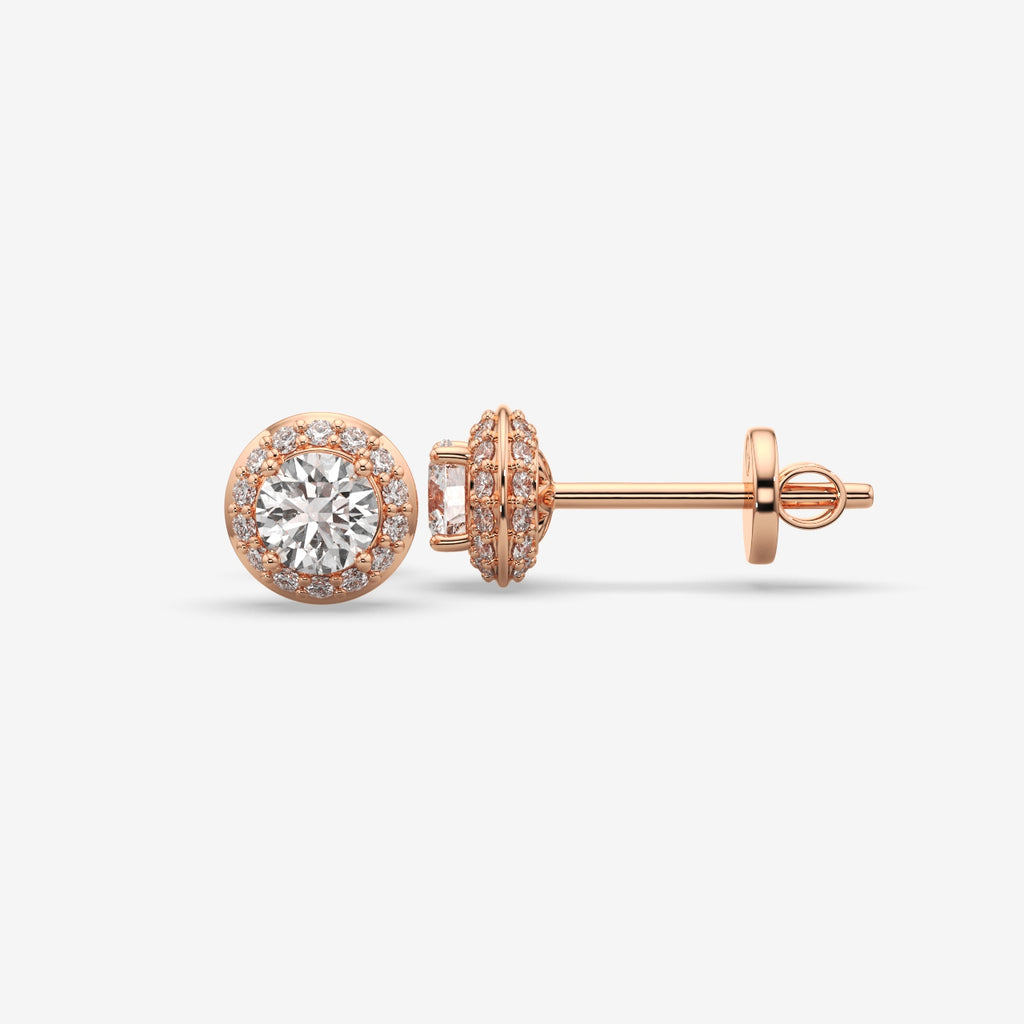 Classic Round Halo Diamond Silver Stud (1 PC)