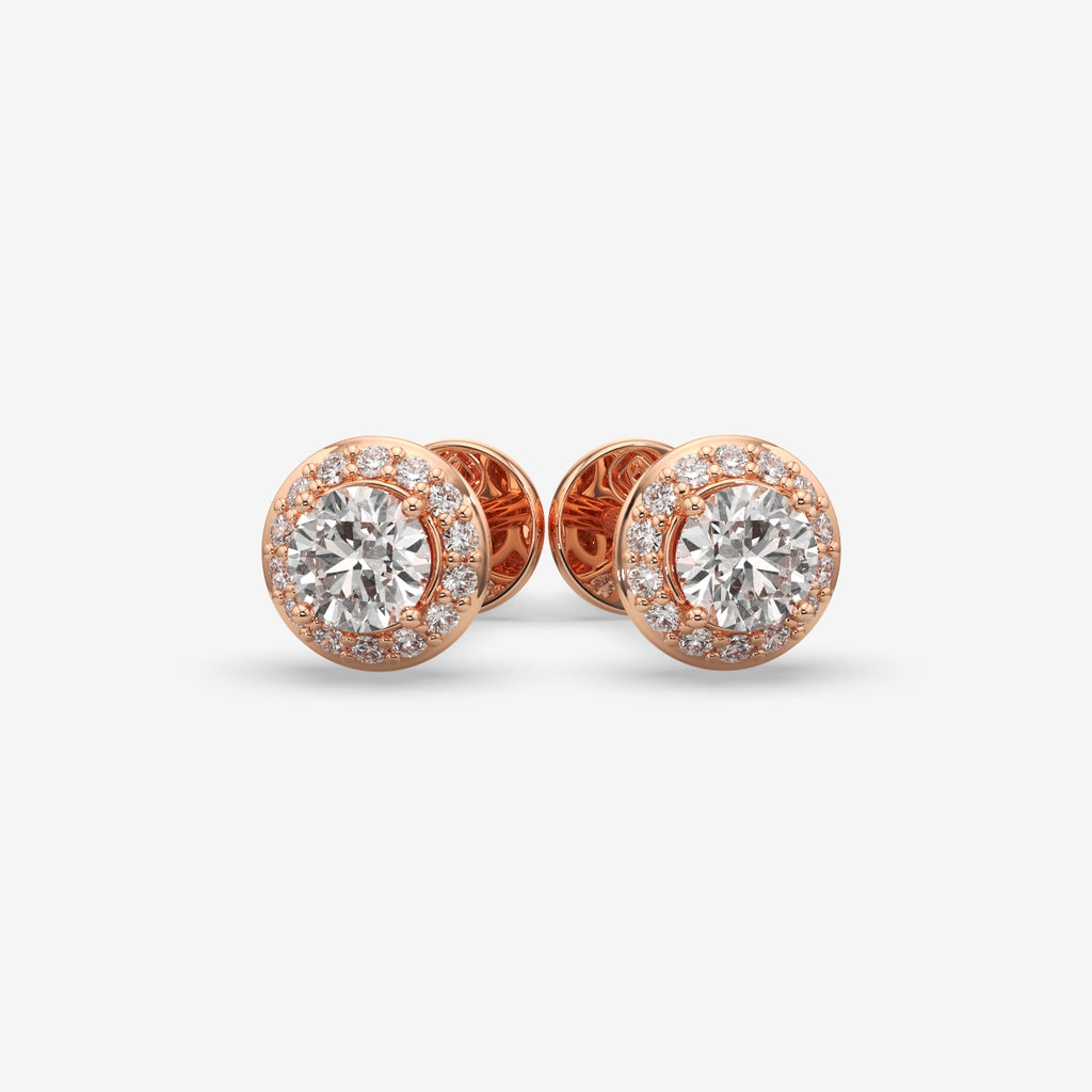 Classic Round Halo Diamond Silver Stud (1 PC)