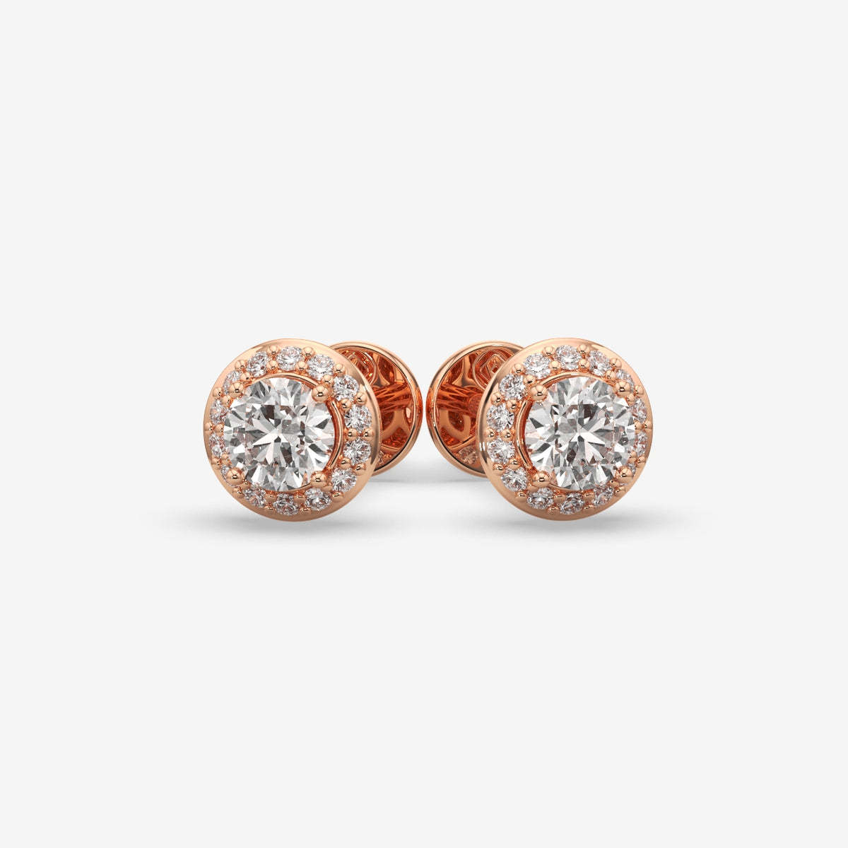Classic Round Halo Diamond Silver Stud (1 PC)