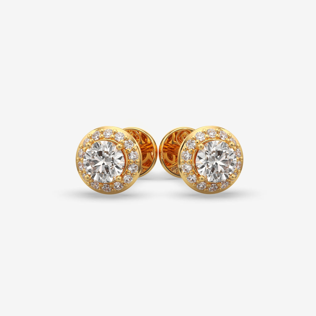 Classic Round Halo Diamond Silver Stud (1 PC)