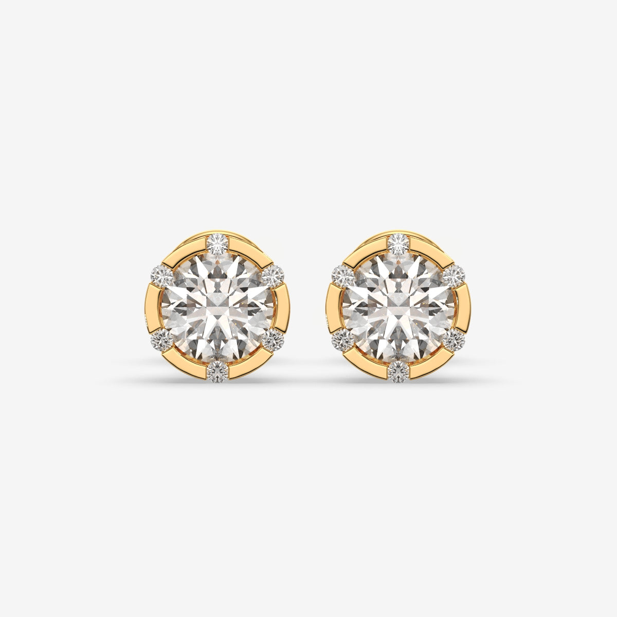 Modern Hexa-Frame Solitaire Earrings (1 PC)