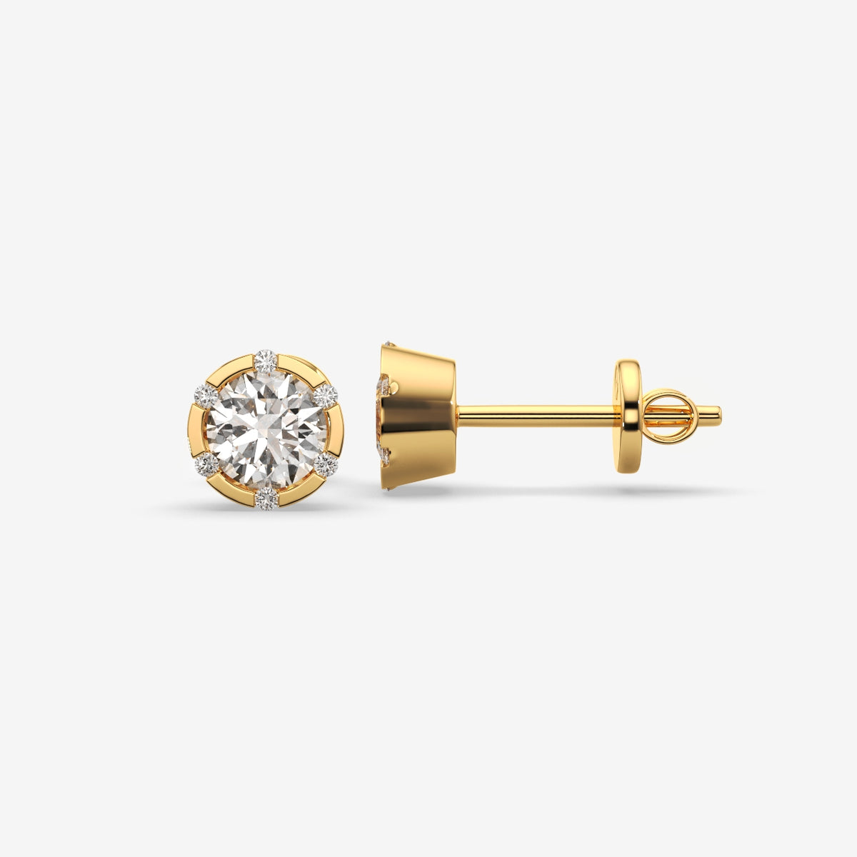 Modern Hexa-Frame Solitaire Earrings (1 PC)