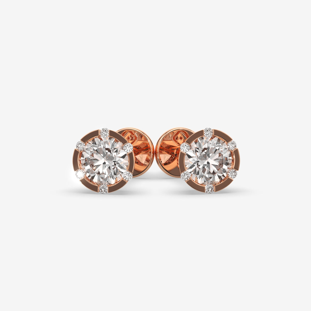 Modern Hexa-Frame Solitaire Earrings (1 PC)