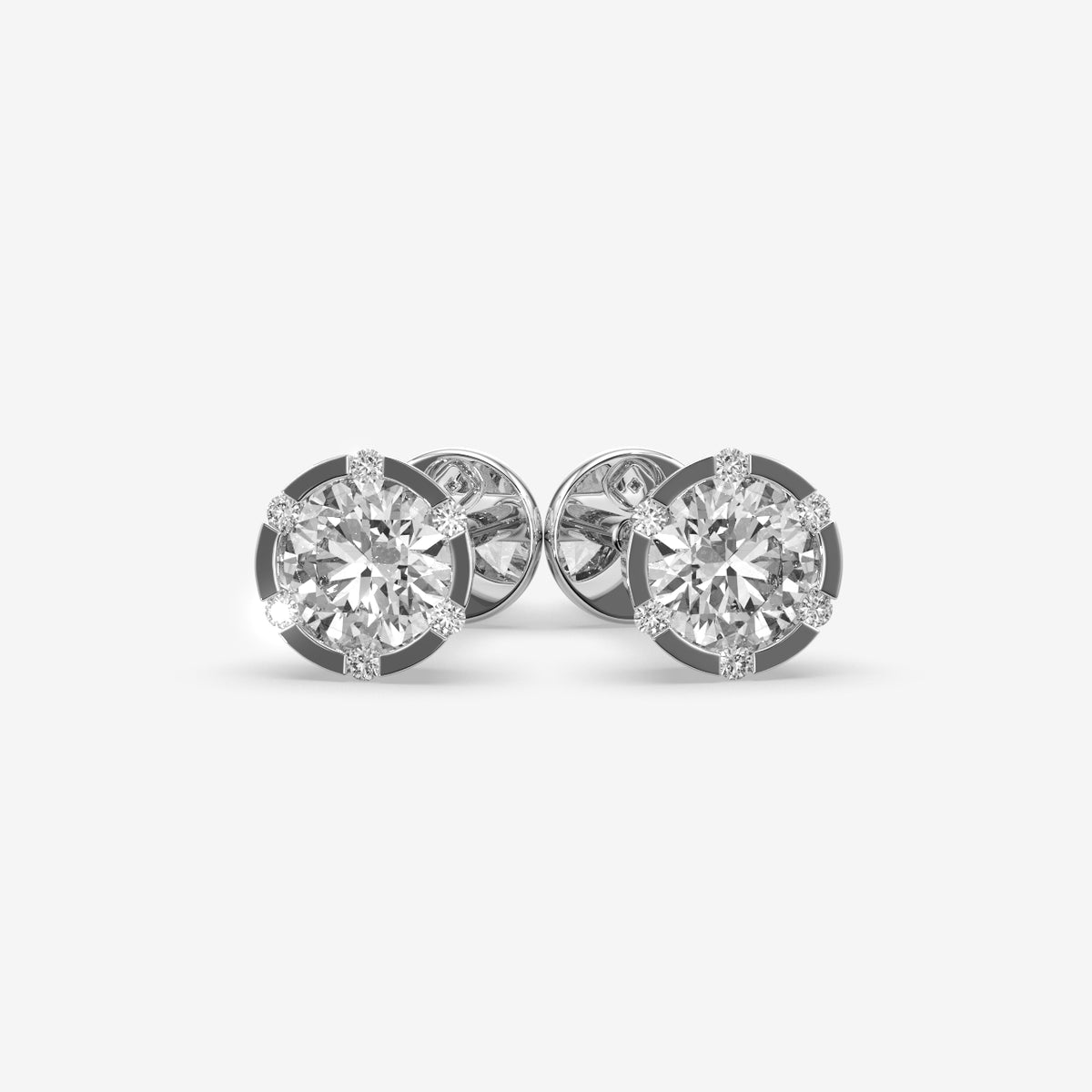 Modern Hexa-Frame Solitaire Earrings (1 PC)