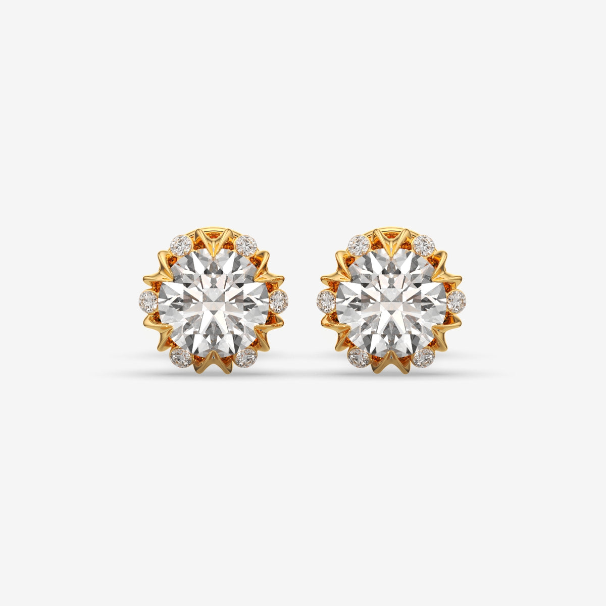 Round Brilliant Crown Solitaire Stud Earrings (1 PC)