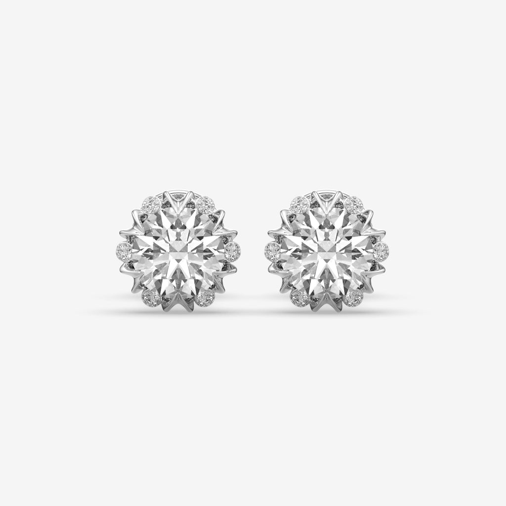 Round Brilliant Crown Solitaire Stud Earrings (1 PC)