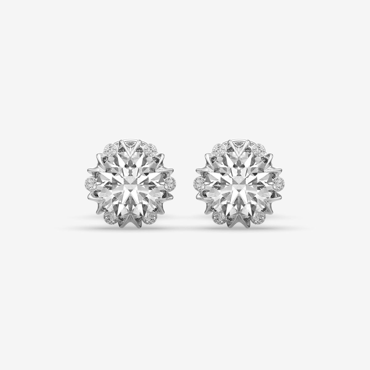 Round Brilliant Crown Solitaire Stud Earrings (1 PC)