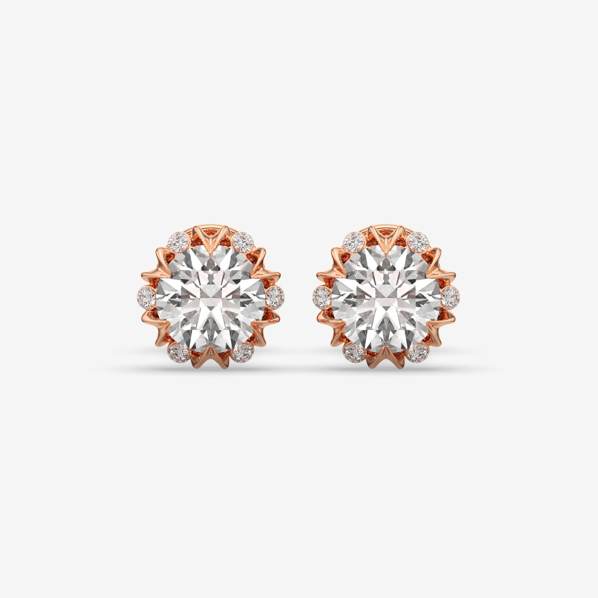 Round Brilliant Crown Solitaire Stud Earrings (1 PC)
