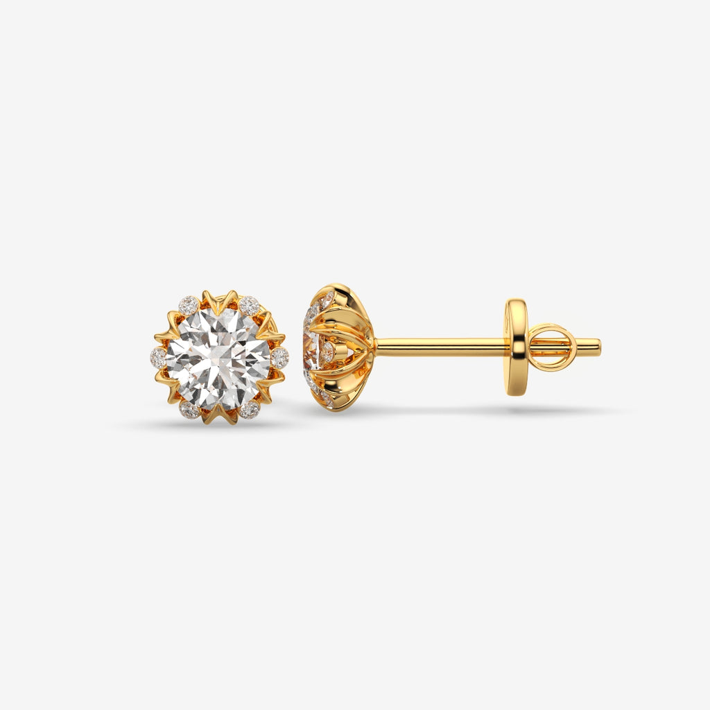 Round Brilliant Crown Solitaire Stud Earrings (1 PC)