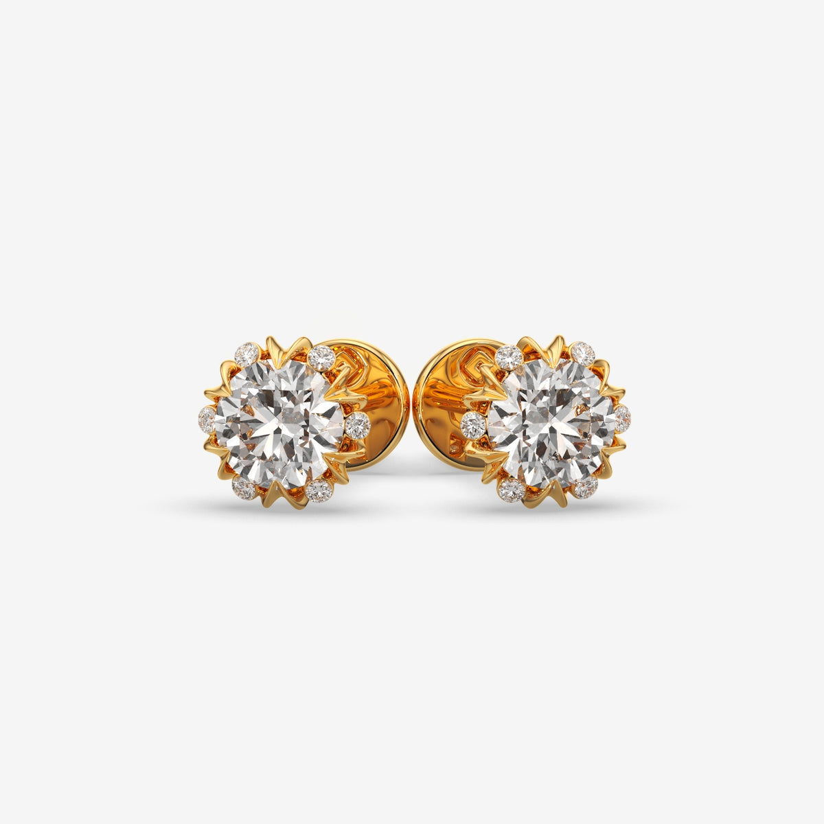 Round Brilliant Crown Solitaire Stud Earrings (1 PC)