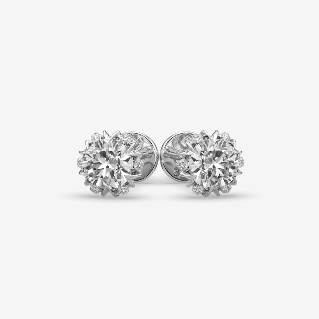 Round Brilliant Crown Solitaire Stud Earrings (1 PC)