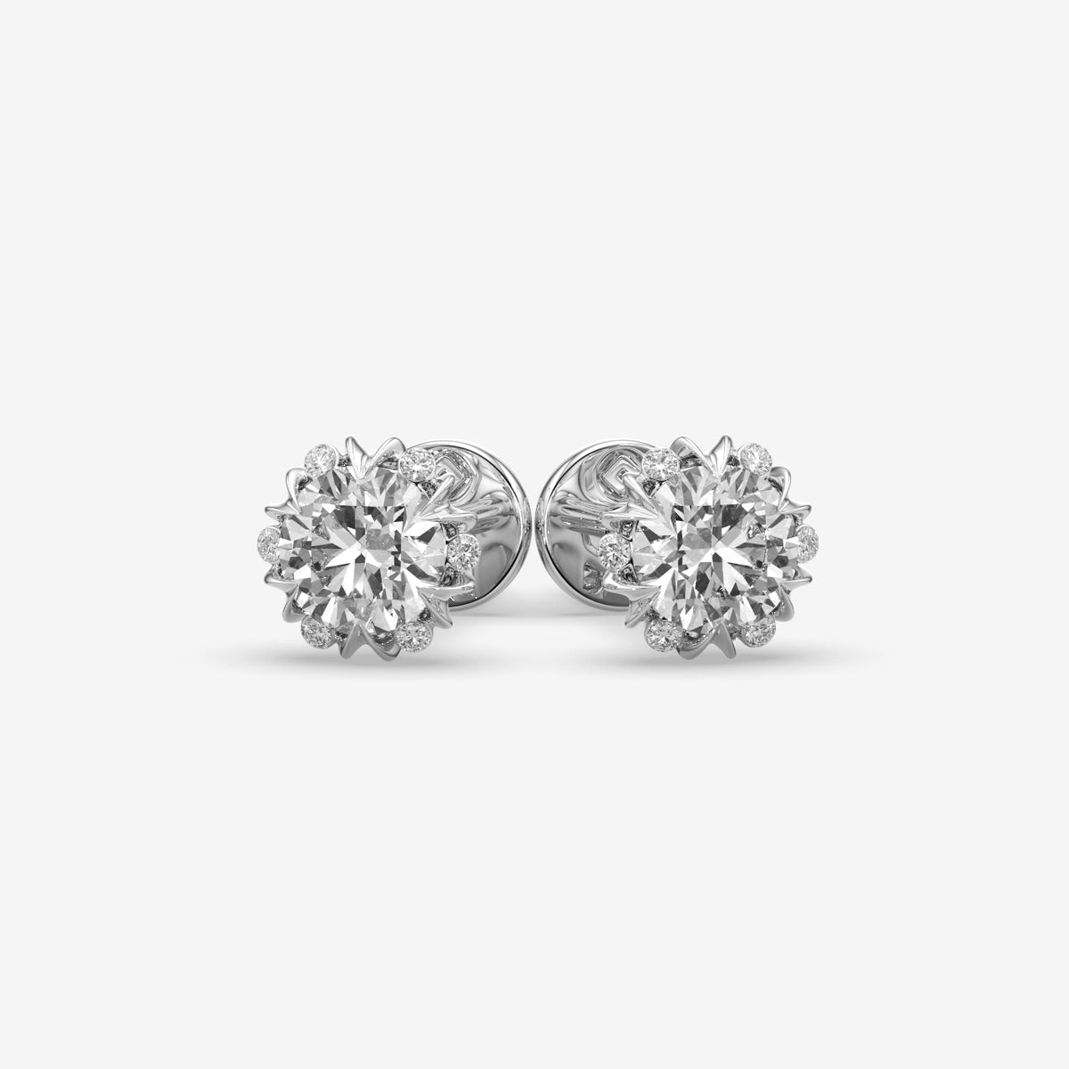 Round Brilliant Crown Solitaire Stud Earrings (1 PC)