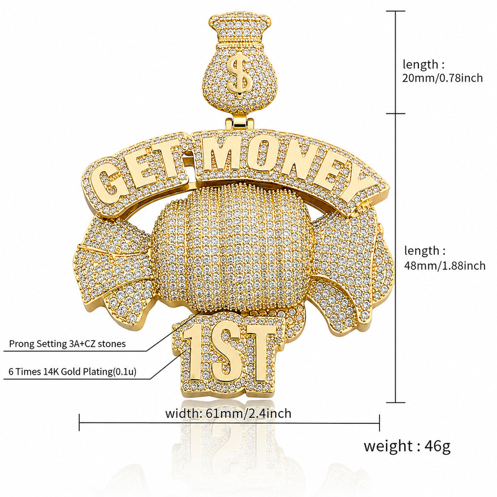 925 Sterling Silver LeBron Style Iced Out Pendant for Men | Hip Hop Diamond CZ Necklace Charm