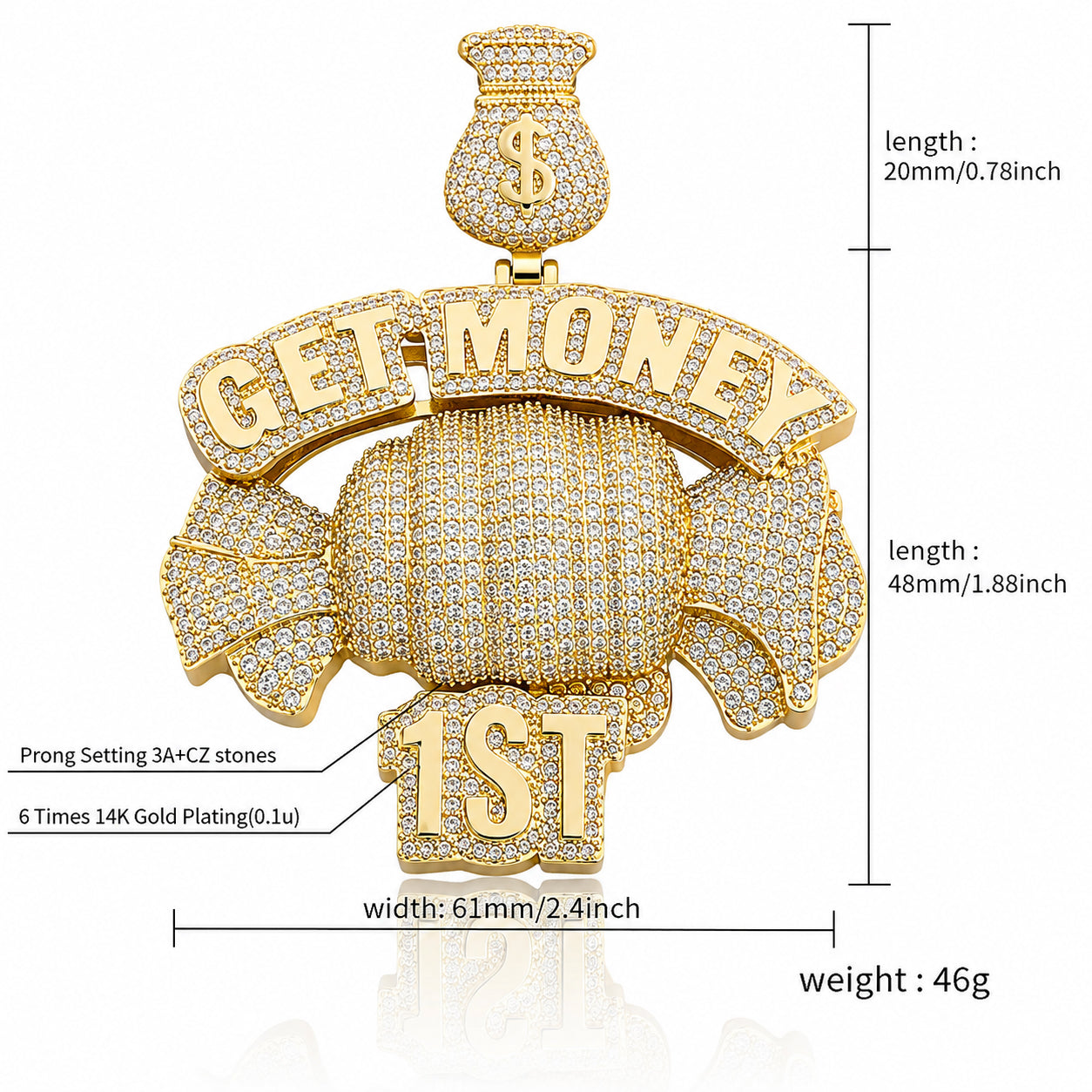 925 Sterling Silver LeBron Style Iced Out Pendant for Men | Hip Hop Diamond CZ Necklace Charm