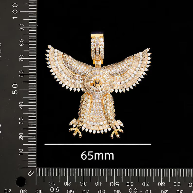Iced Out Eagle Wings Silver Pendant