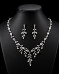 Marquise Leaf Vine Wedding Necklace & Earrings Set For Women
