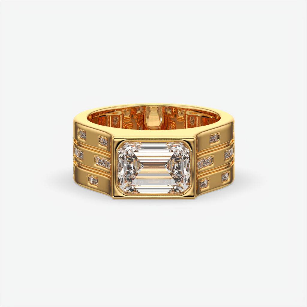 Bold Emerald Cut Silver Ring For Men's