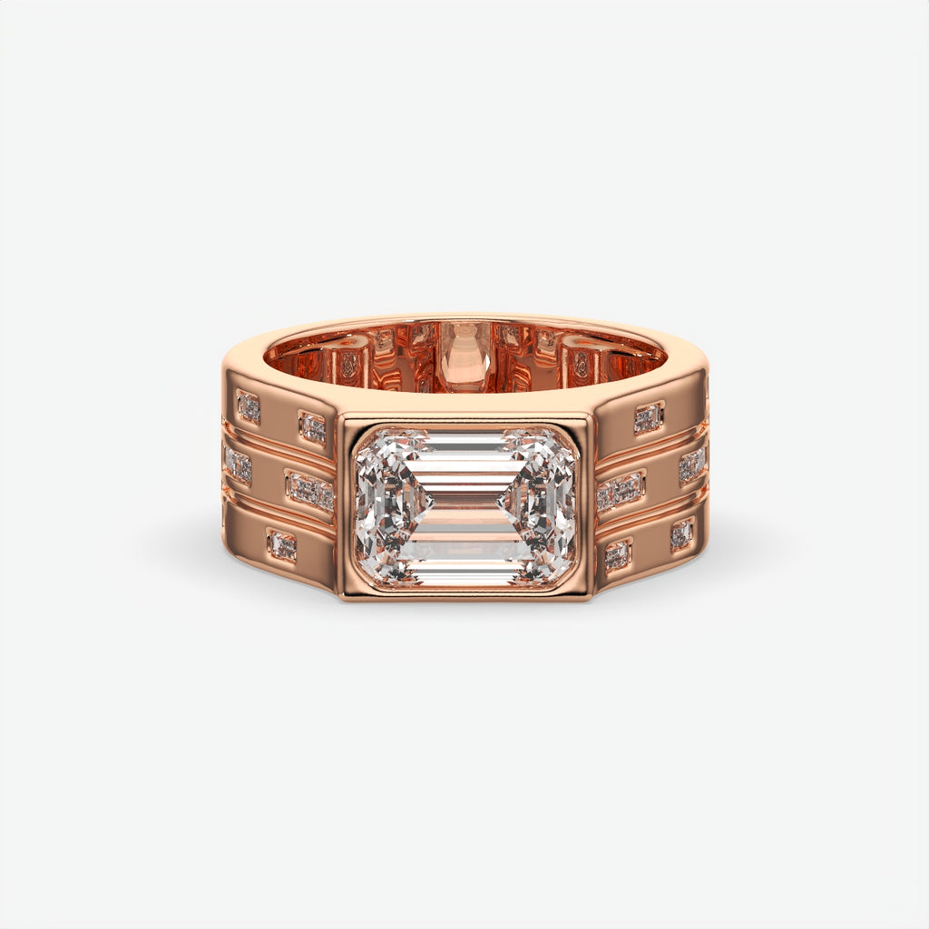 Bold Emerald Cut Silver Ring For Men's