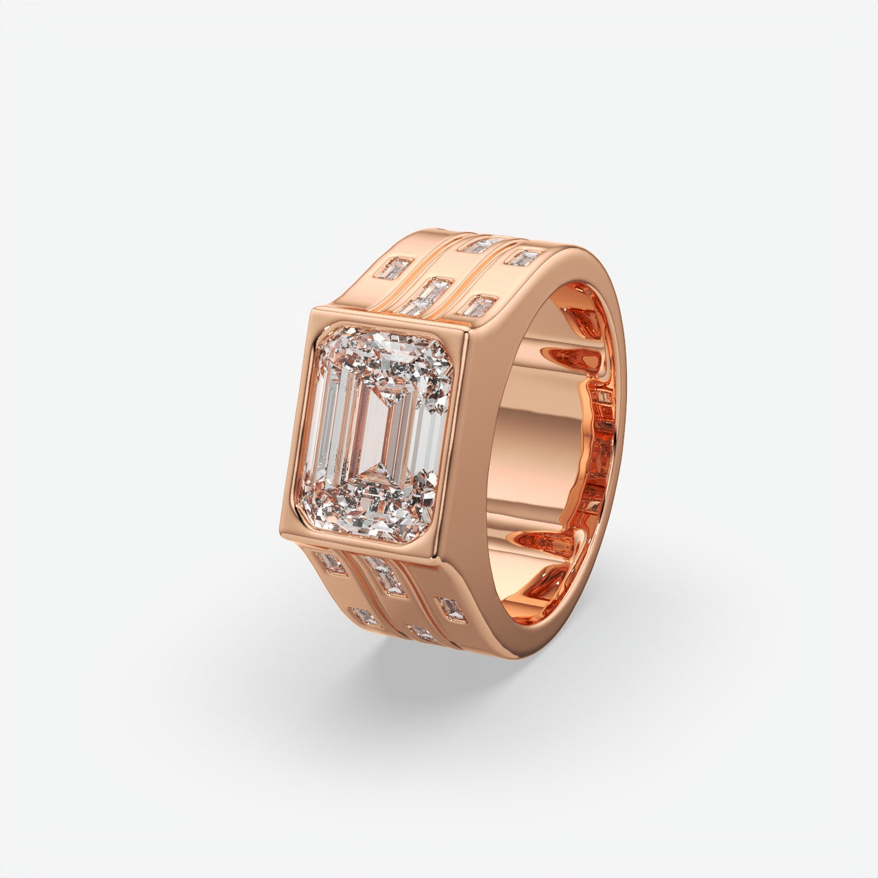 Bold Emerald Cut Silver Ring For Men's