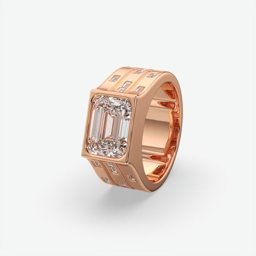 Bold Emerald Cut Silver Ring For Men's
