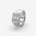 Bold Emerald Cut Silver Ring For Men's