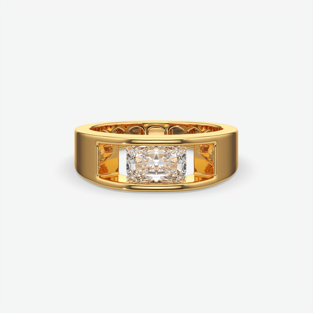 Flush-Set Rectangular Diamond Engagement Rings For Men's