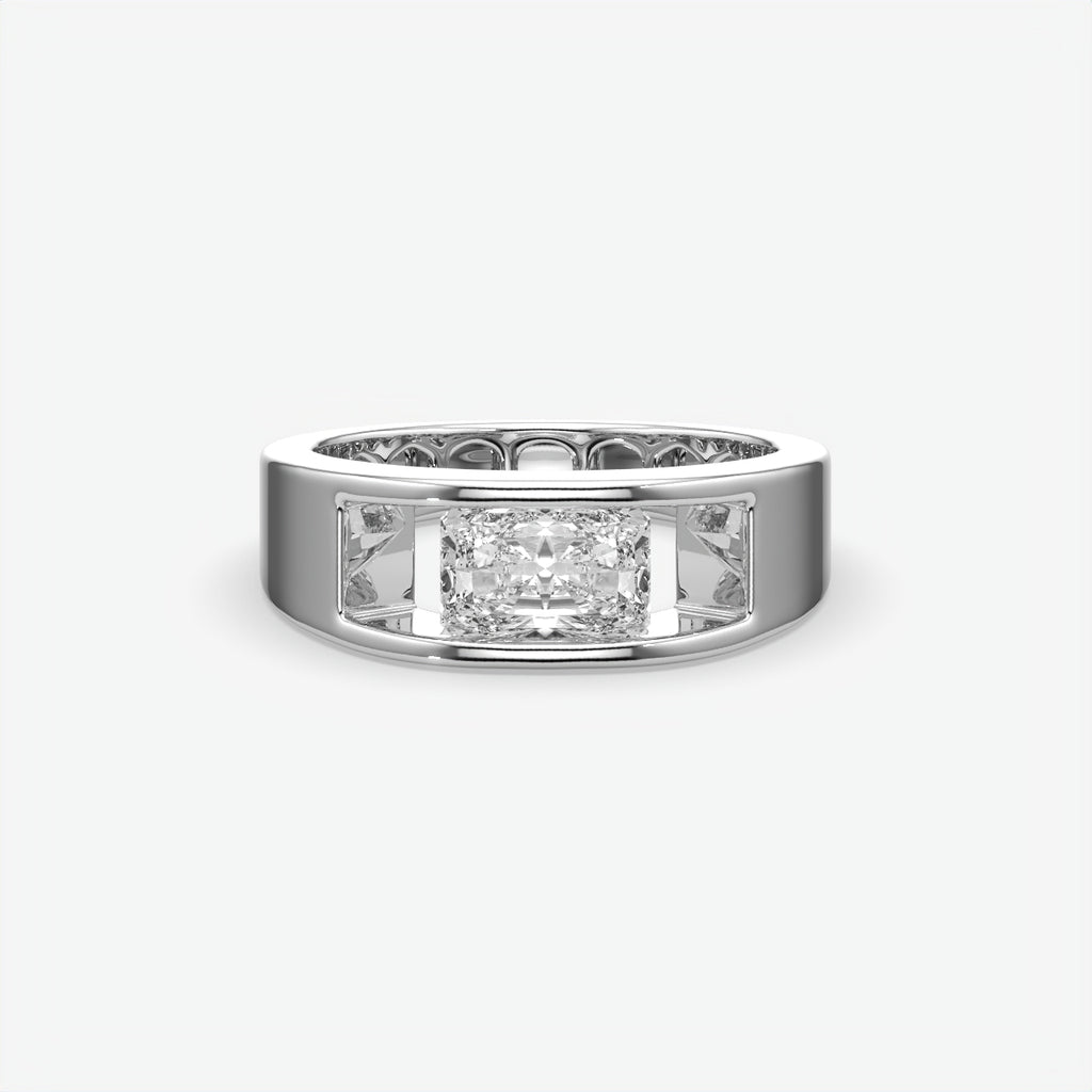 Flush-Set Rectangular Diamond Engagement Rings For Men's