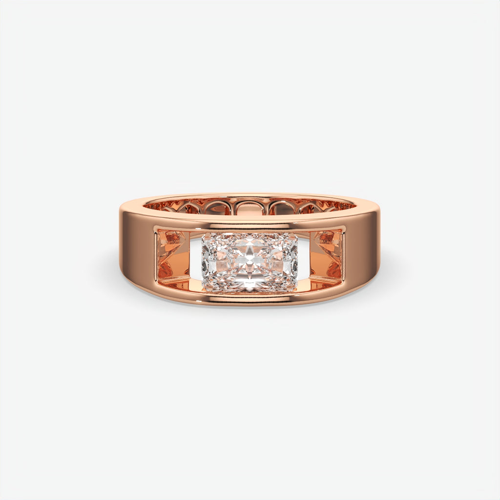 Flush-Set Rectangular Diamond Engagement Rings For Men's