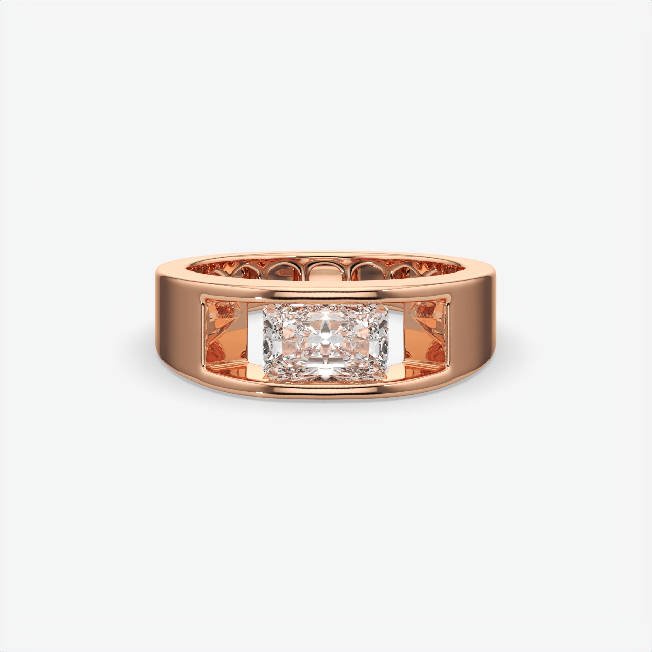 Flush-Set Rectangular Diamond Engagement Rings For Men's