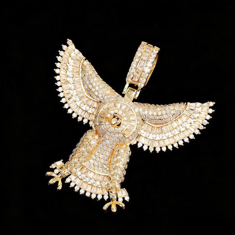 Iced Out Eagle Wings Silver Pendant