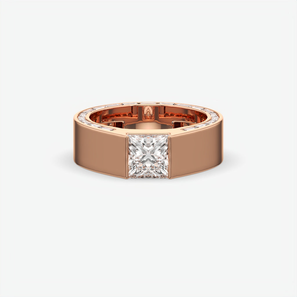 Alpha Square Princess Cut Diamond Men's Sterling Silver Ring