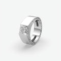 Alpha Square Princess Cut Diamond Men's Sterling Silver Ring