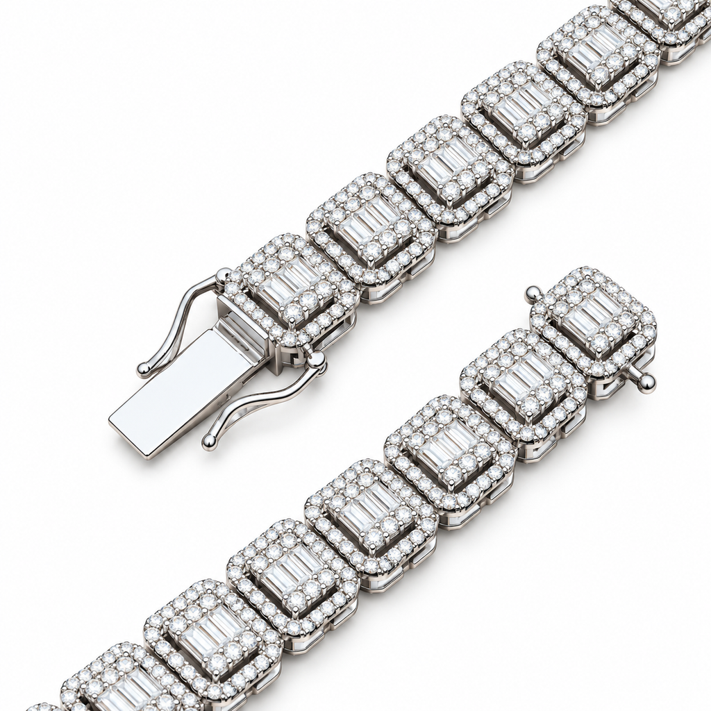 Baguette Cut Diamond Tennis Iced Out Link Chain