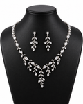 Marquise Leaf Vine Wedding Necklace & Earrings Set For Women