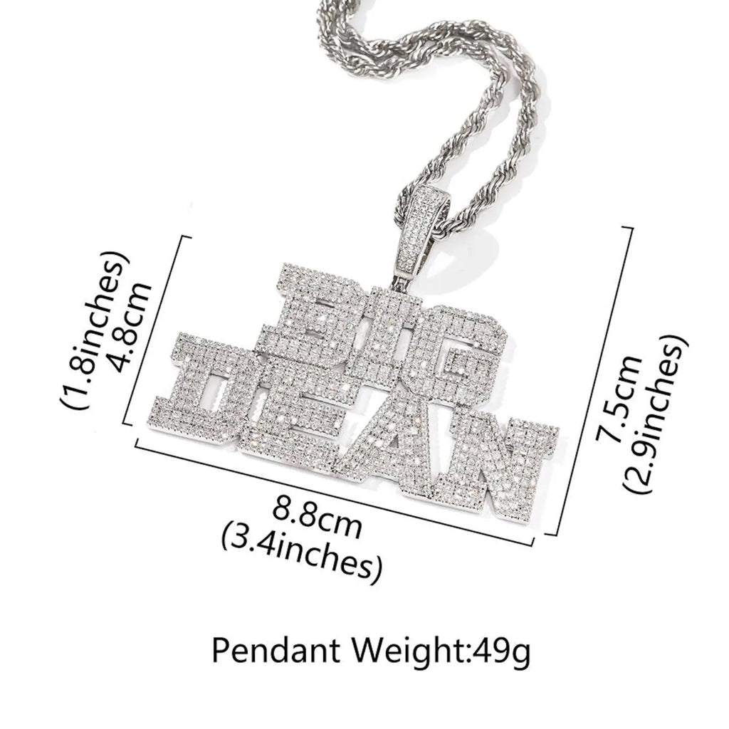 Iced Out Custom Varsity Letter Diamond Name Pendants For Men's