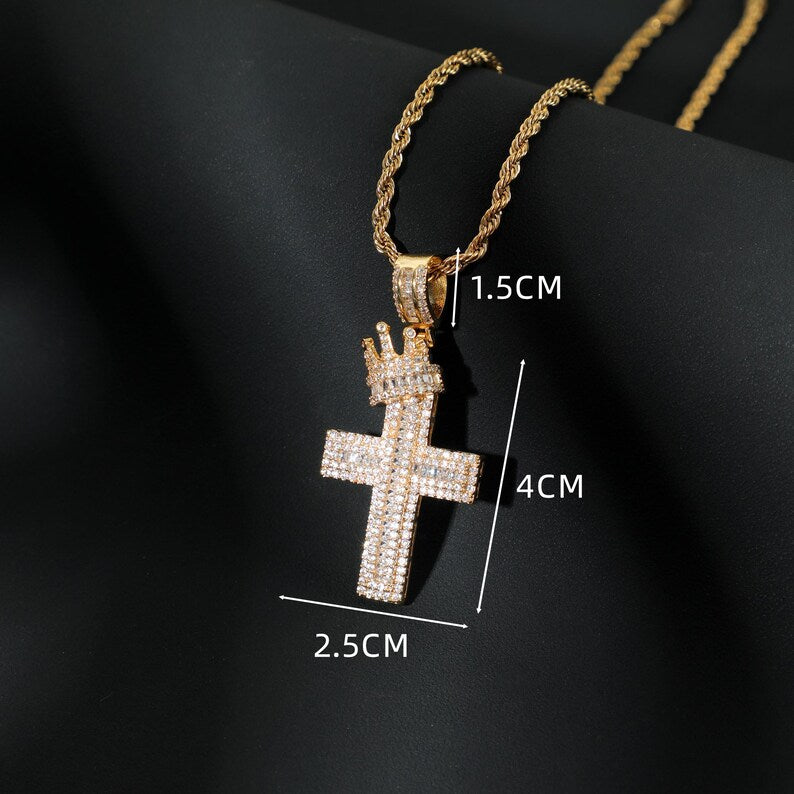 Royal Cross Iced Out Silver Men Pendant